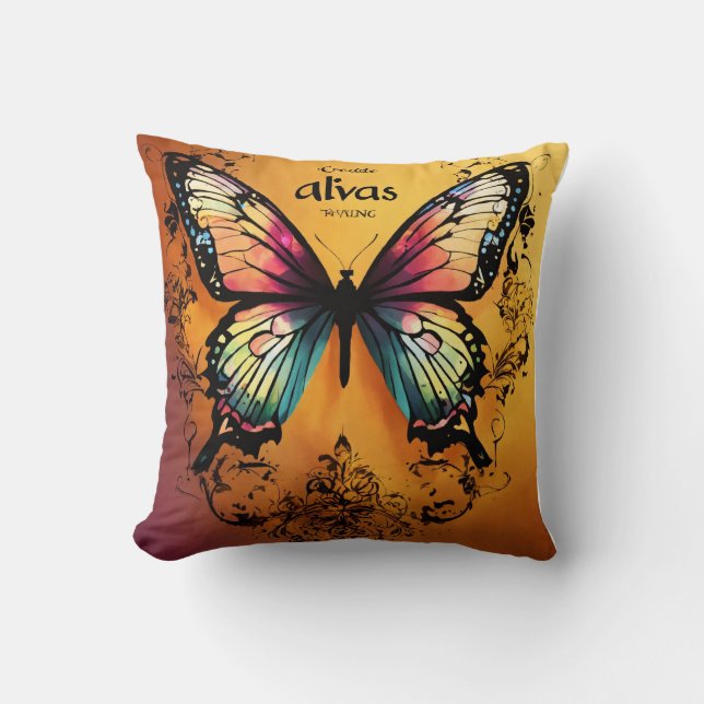 Fluttering Bliss: Sip the Magic with Butterfly Pil Cushion (Front)