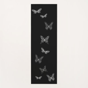 Fluttering Butterflies Black Yoga Mat
