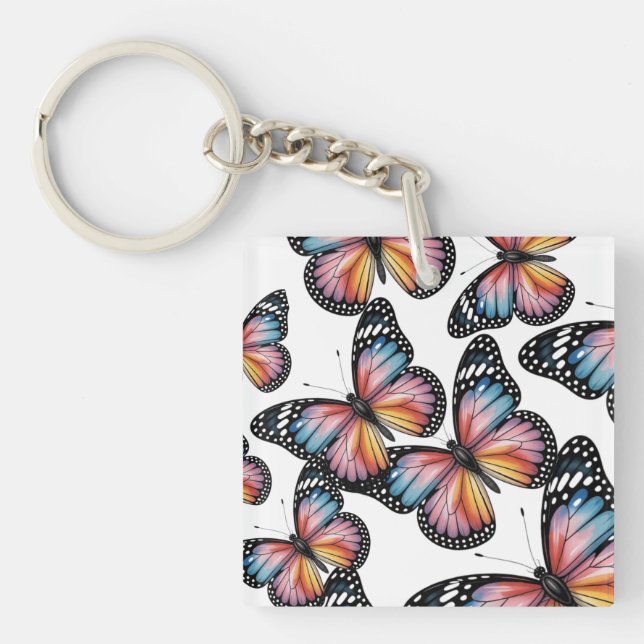 Fluttering Butterflies Pattern Key Ring (Front)