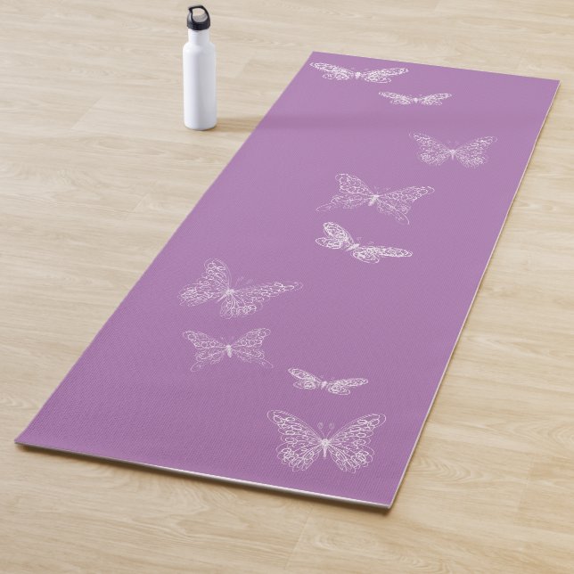 Fluttering Butterflies Purple Yoga Mat (In Situ)