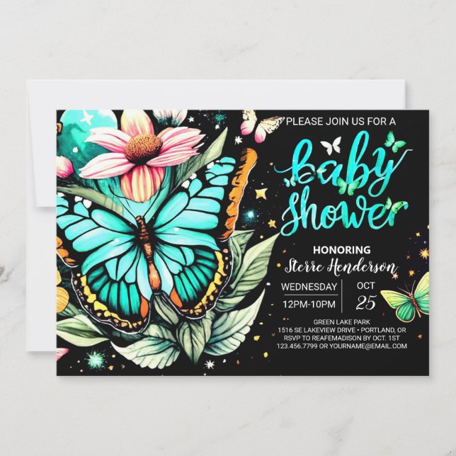Fluttering Butterfly Baby Shower Invitation (Front)