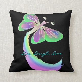 Fluttering butterfly on Black By: Mendi Cushion