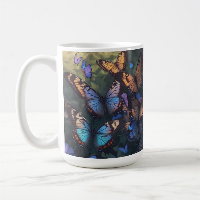 Fluttering Elegance Beautiful Butterfly Pattern Coffee Mug (Left)