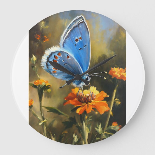"Fluttering Elegance: Butterfly-Inspired Wall Cloc Large Clock (Front)