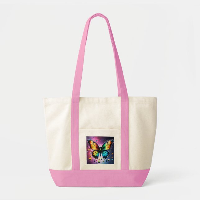 Fluttering Elegance: Exquisite Butterfly Printed T Tote Bag (Front)