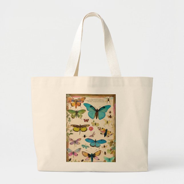 "Fluttering Elegance: Jumbo Butterfly Beauty Bag" Large Tote Bag (Front)
