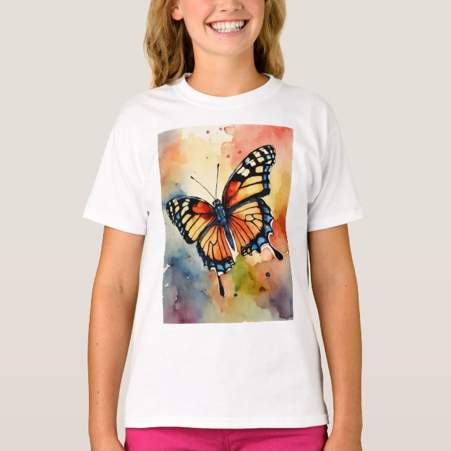 "Fluttering Elegance: Nature-Inspired Butterfly T-Shirt (Front)