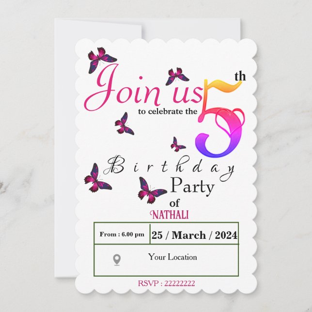 Fluttering Fun Invitation (Front)