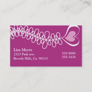 Fluttering Heart Ribbon Pink Business Card