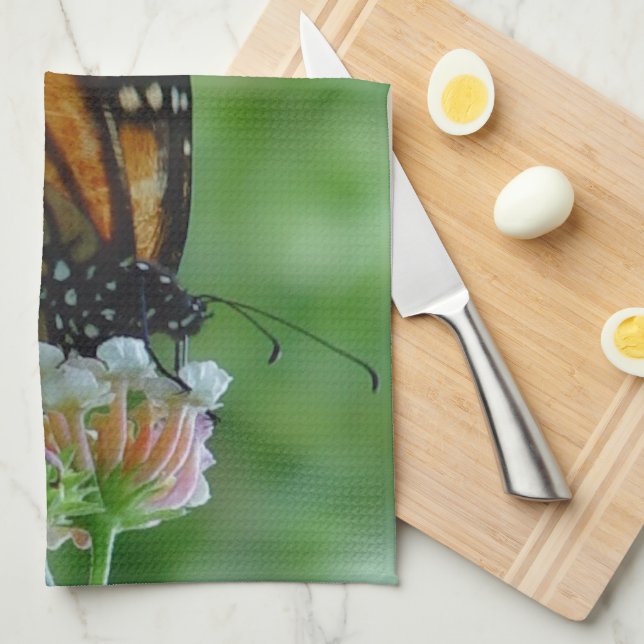 Fluttering Monarch Butterfly Kitchen Towel (Quarter Fold)