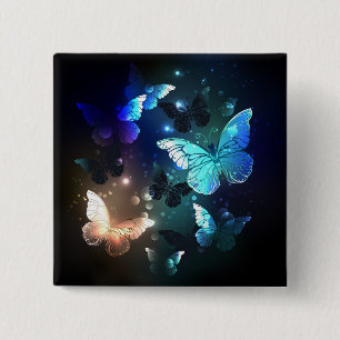 Fluttering Night Butterfly 15 Cm Square Badge