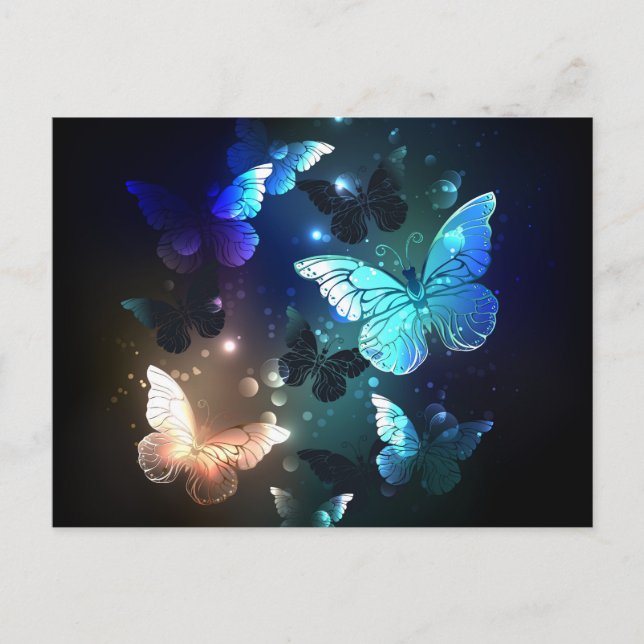 Fluttering Night Butterfly Announcement Postcard (Front)