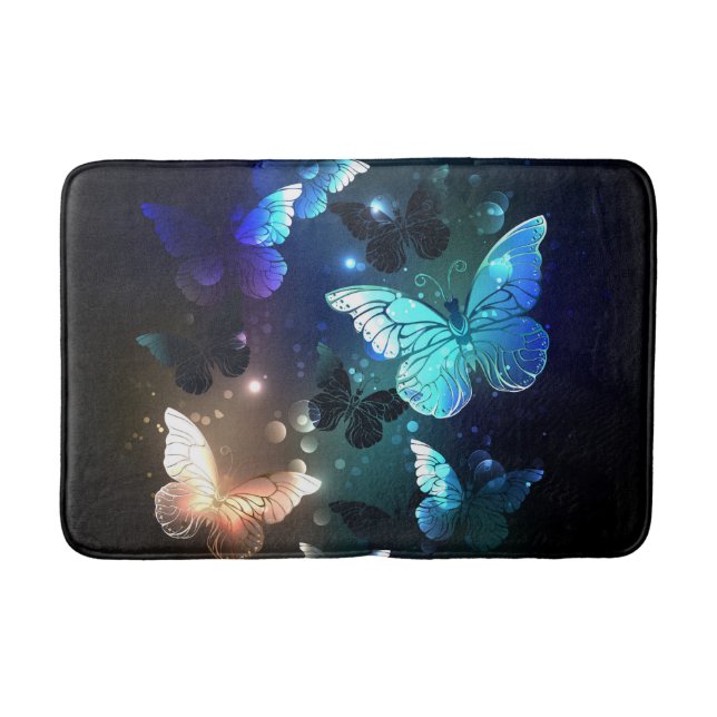 Fluttering Night Butterfly Bath Mat (Front)