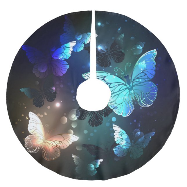 Fluttering Night Butterfly Brushed Polyester Tree Skirt (Front)