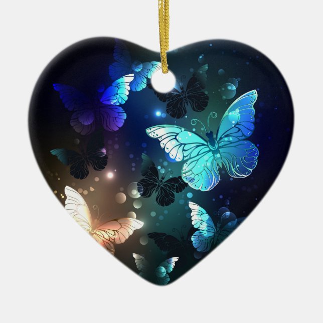 Fluttering Night Butterfly Ceramic Tree Decoration (Front)