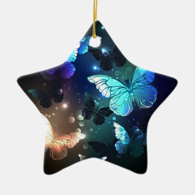 Fluttering Night Butterfly Ceramic Tree Decoration (Front)