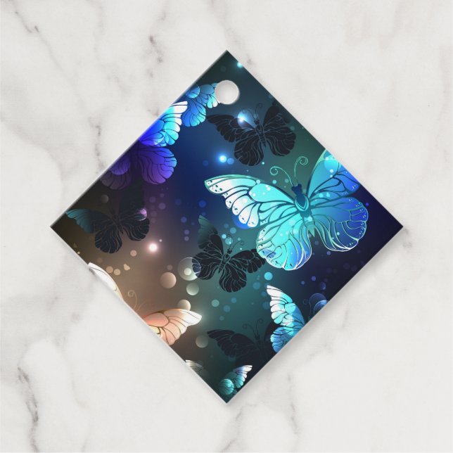 Fluttering Night Butterfly Favour Tags (Front)