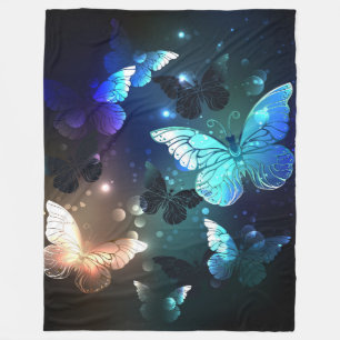 Fluttering Night Butterfly Fleece Blanket