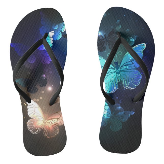 Fluttering Night Butterfly Flip Flops (Footbed)