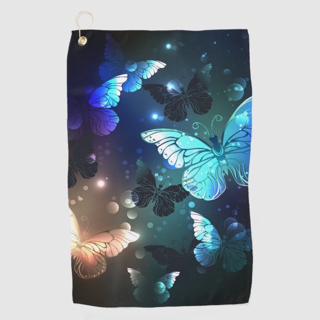 Fluttering Night Butterfly Golf Towel (Front)