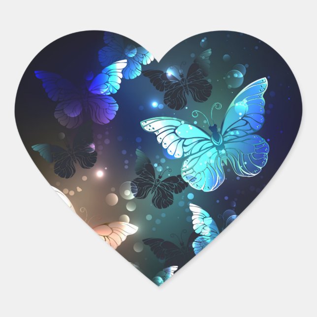 Fluttering Night Butterfly Heart Sticker (Front)