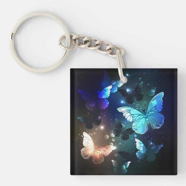Fluttering Night Butterfly Key Ring (Front)