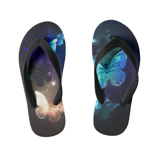 Fluttering Night Butterfly Kid's Flip Flops (Footbed)