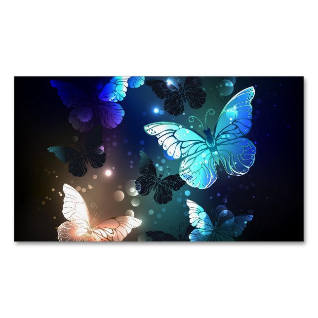 Fluttering Night Butterfly Magnetic Business Card (Front)