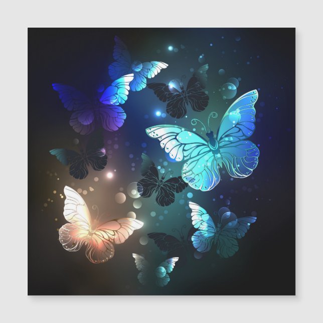 Fluttering Night Butterfly Magnetic Invitation (Front)