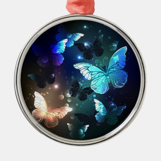Fluttering Night Butterfly Metal Tree Decoration (Front)