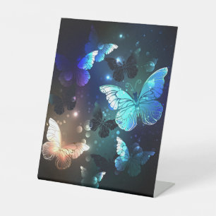 Fluttering Night Butterfly Pedestal Sign
