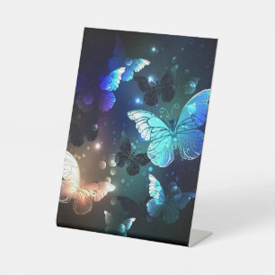 Fluttering Night Butterfly Pedestal Sign