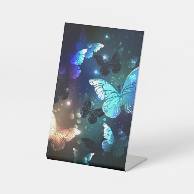 Fluttering Night Butterfly Pedestal Sign (Front)