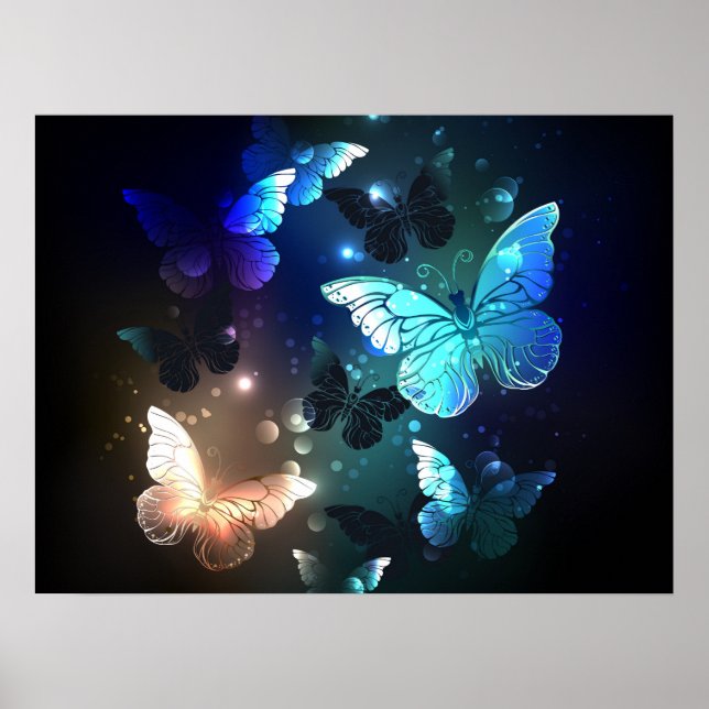 Fluttering Night Butterfly Poster (Front)