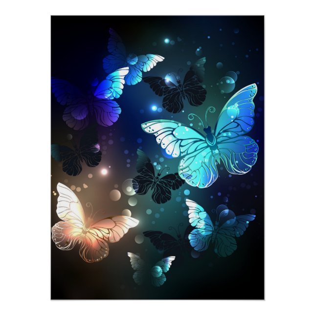 Fluttering Night Butterfly Poster (Front)