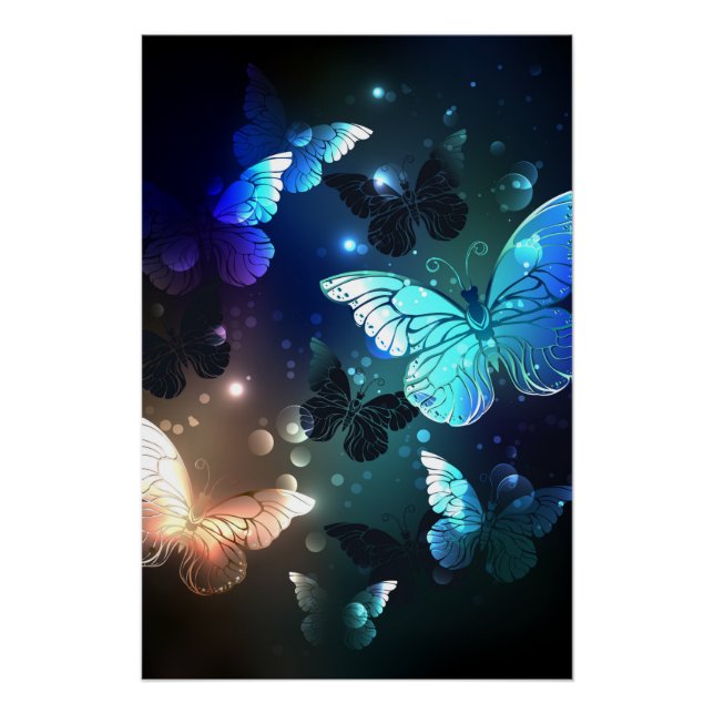 Fluttering Night Butterfly Poster (Front)