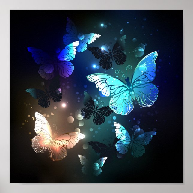 Fluttering Night Butterfly Poster (Front)