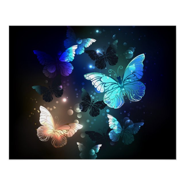 Fluttering Night Butterfly Poster (Front)