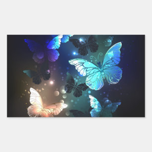 Fluttering Night Butterfly Rectangular Sticker