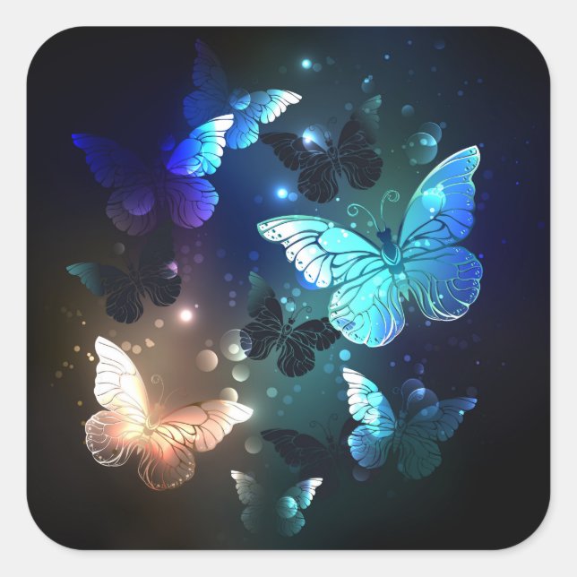 Fluttering Night Butterfly Square Sticker (Front)