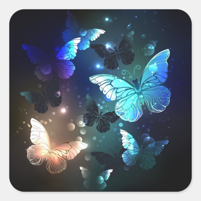 Fluttering Night Butterfly Square Sticker (Front)