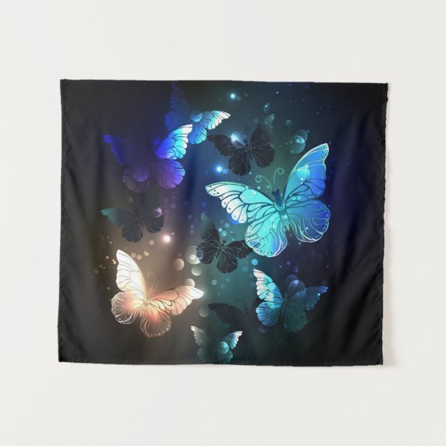 Fluttering Night Butterfly Tapestry (Front (Horizontal))