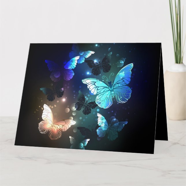 Fluttering Night Butterfly Thank You Card (Front)