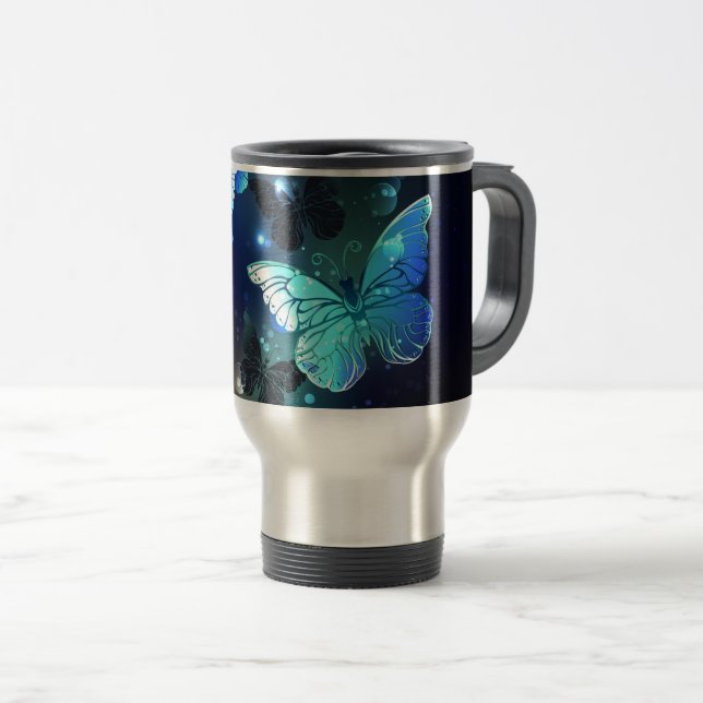 Fluttering Night Butterfly Travel Mug (Front Right)