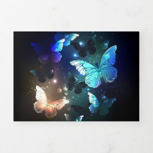 Fluttering Night Butterfly Tri-Fold Holiday Card