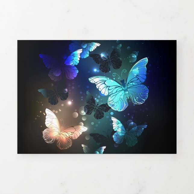 Fluttering Night Butterfly Tri-Fold Holiday Card (Cover)