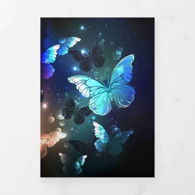 Fluttering Night Butterfly Tri-Fold Holiday Card (Cover)