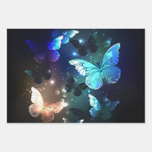 Fluttering Night Butterfly Wrapping Paper Sheet