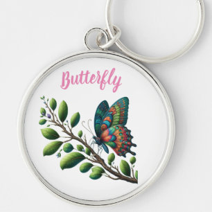 "Fluttering Oasis: Butterfly Branch Keychain" Key Ring