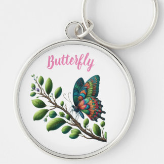 "Fluttering Oasis: Butterfly Branch Keychain" Key Ring